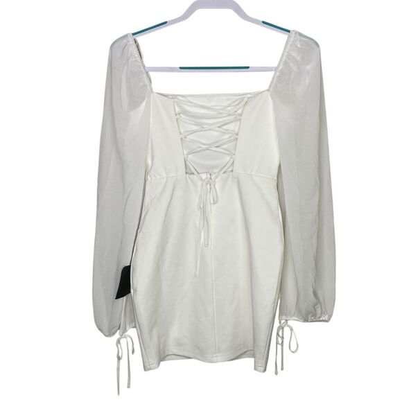 Lulus Mini Dress Womens XS Lace-Up LWD Balloon Sleeve Party Club Delightful Love - Picture 6 of 12